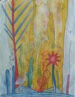 Wüstenblume 48 x 63 - Aquarell, Pastellkreide - 2001