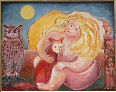 Kleine Fuchsfrau - 30 x 40 - Oel - 1999